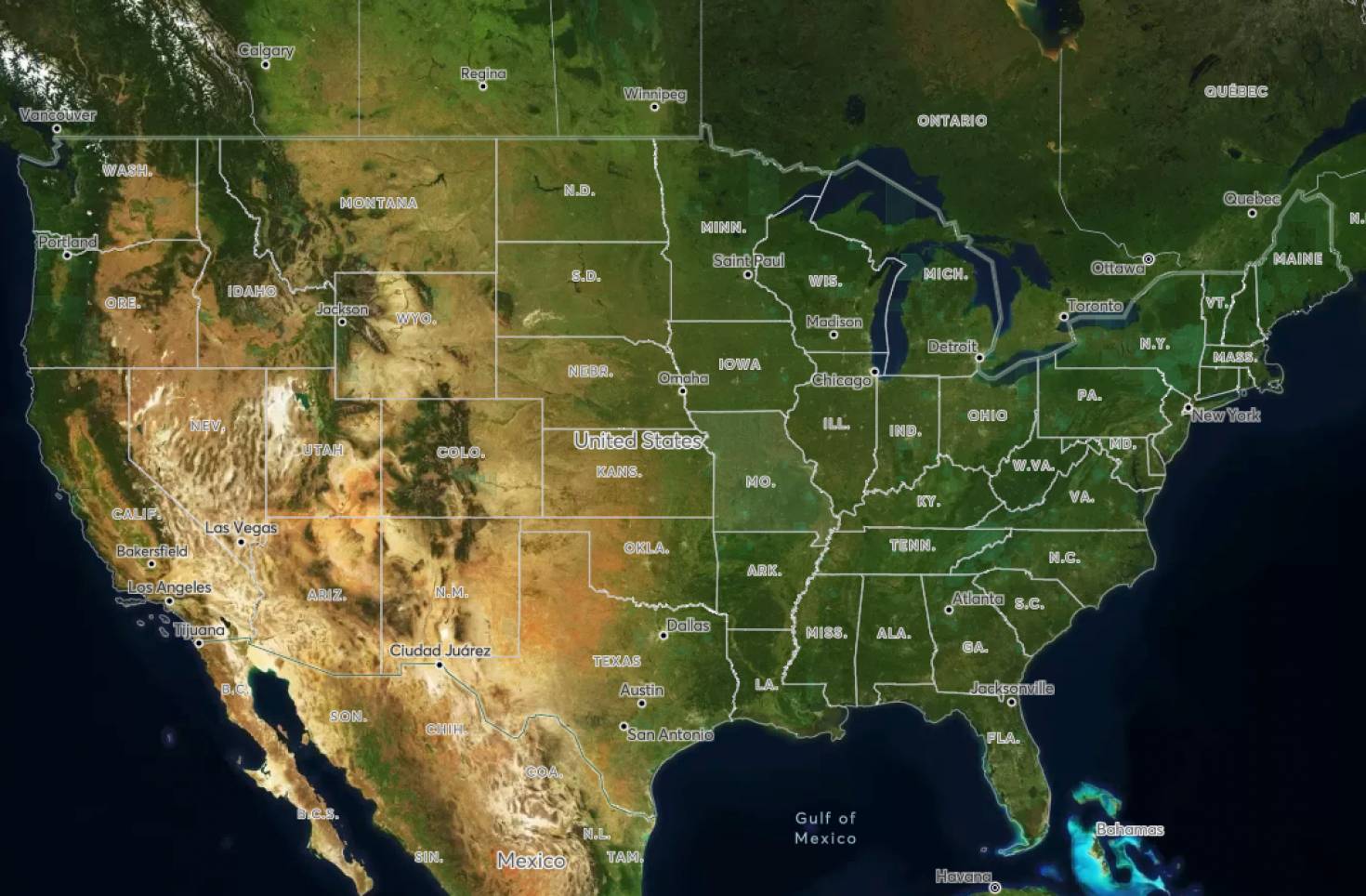 Карта США И Мексики