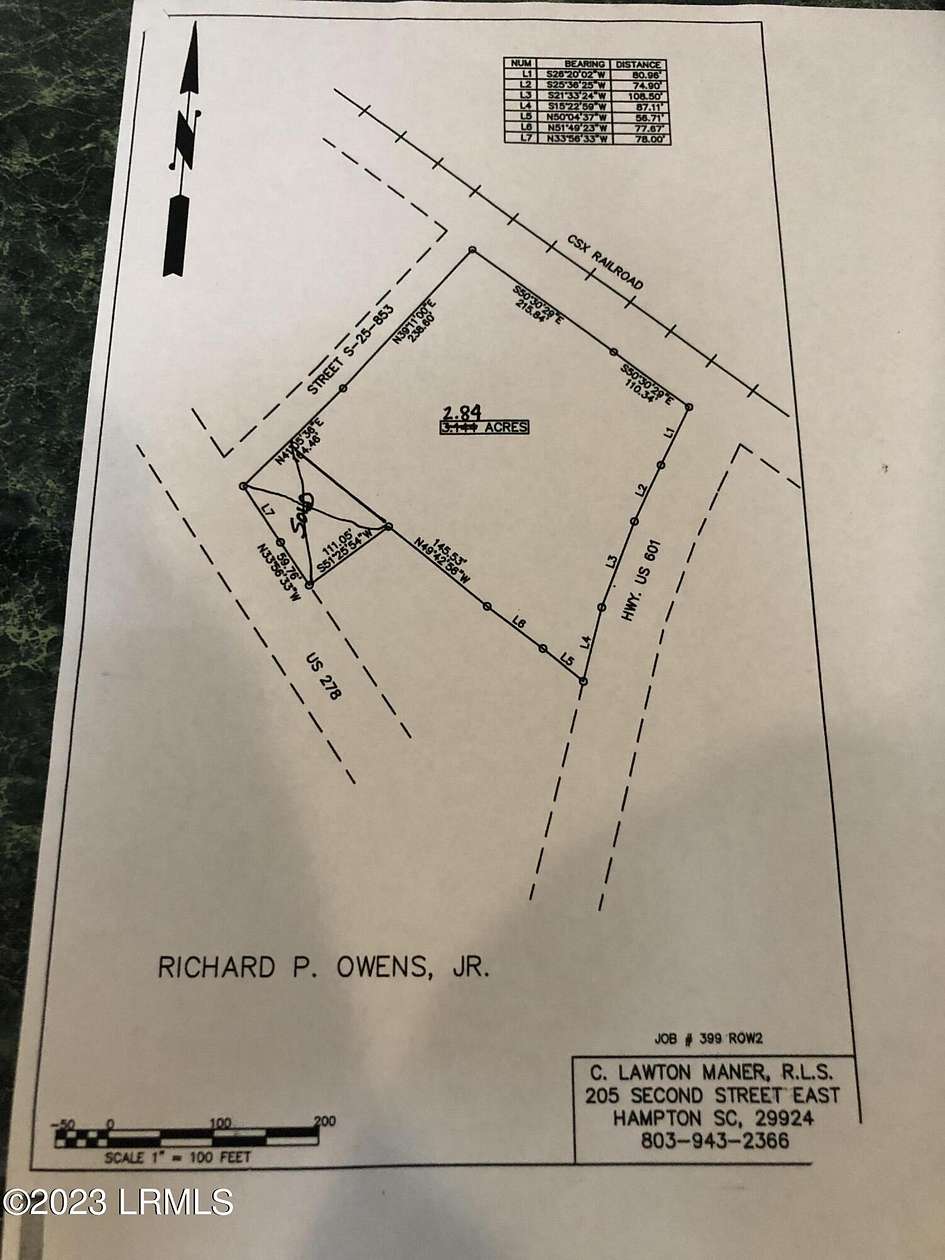 2.84 Acres of Commercial Land for Sale in Hampton, South Carolina
