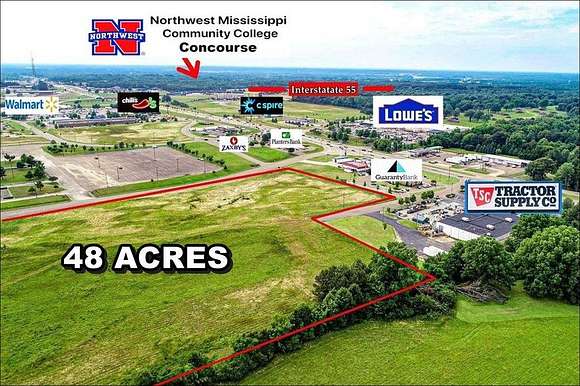 48 Acres of Commercial Land for Sale in Batesville, Mississippi