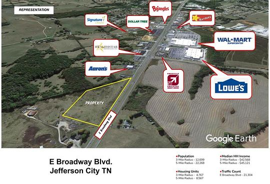 10.4 Acres of Commercial Land for Sale in Jefferson City, Tennessee