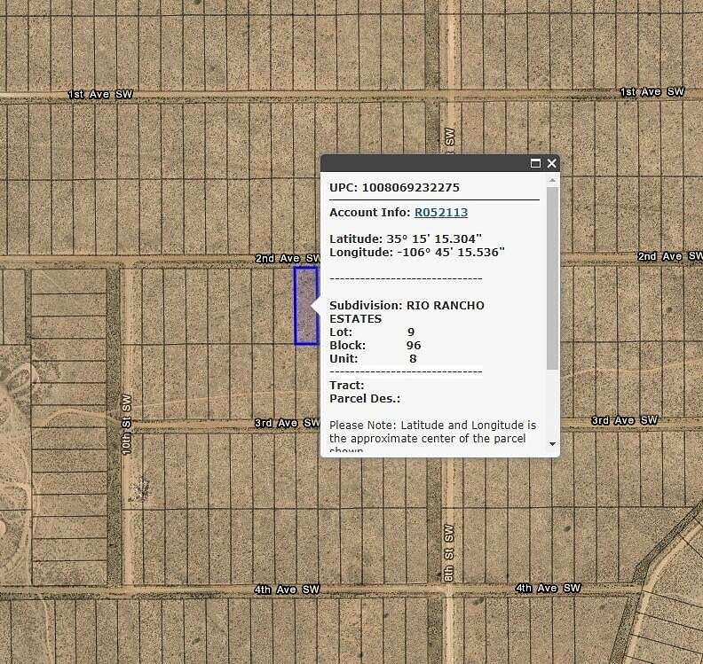 0.5 Acres of Residential Land for Sale in Rio Rancho, New Mexico