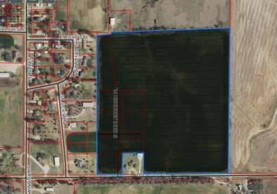 Satellite view showing all 40 acres along with 8 potential lots