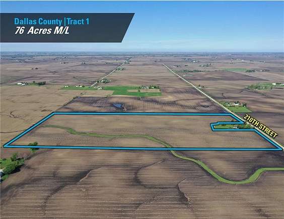 76 Acres of Agricultural Land for Sale in Dallas Center, Iowa