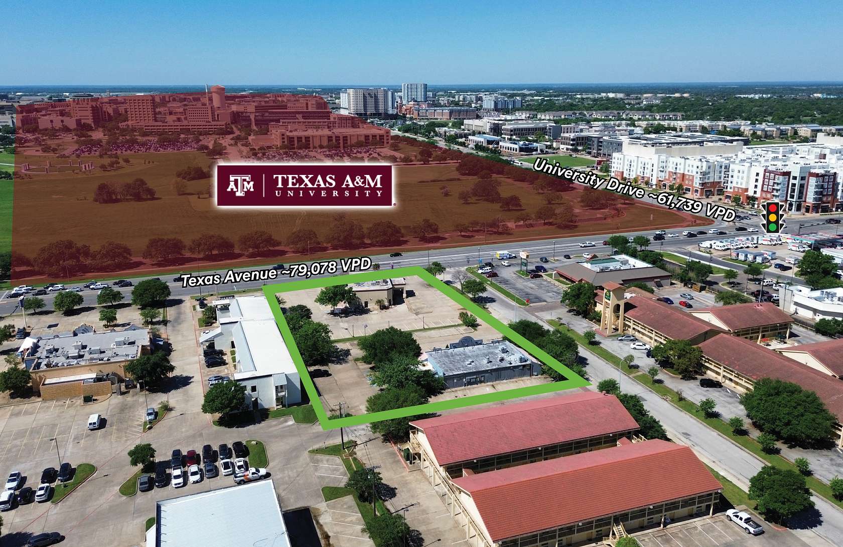 1.6 Acres of Commercial Land for Lease in College Station, Texas