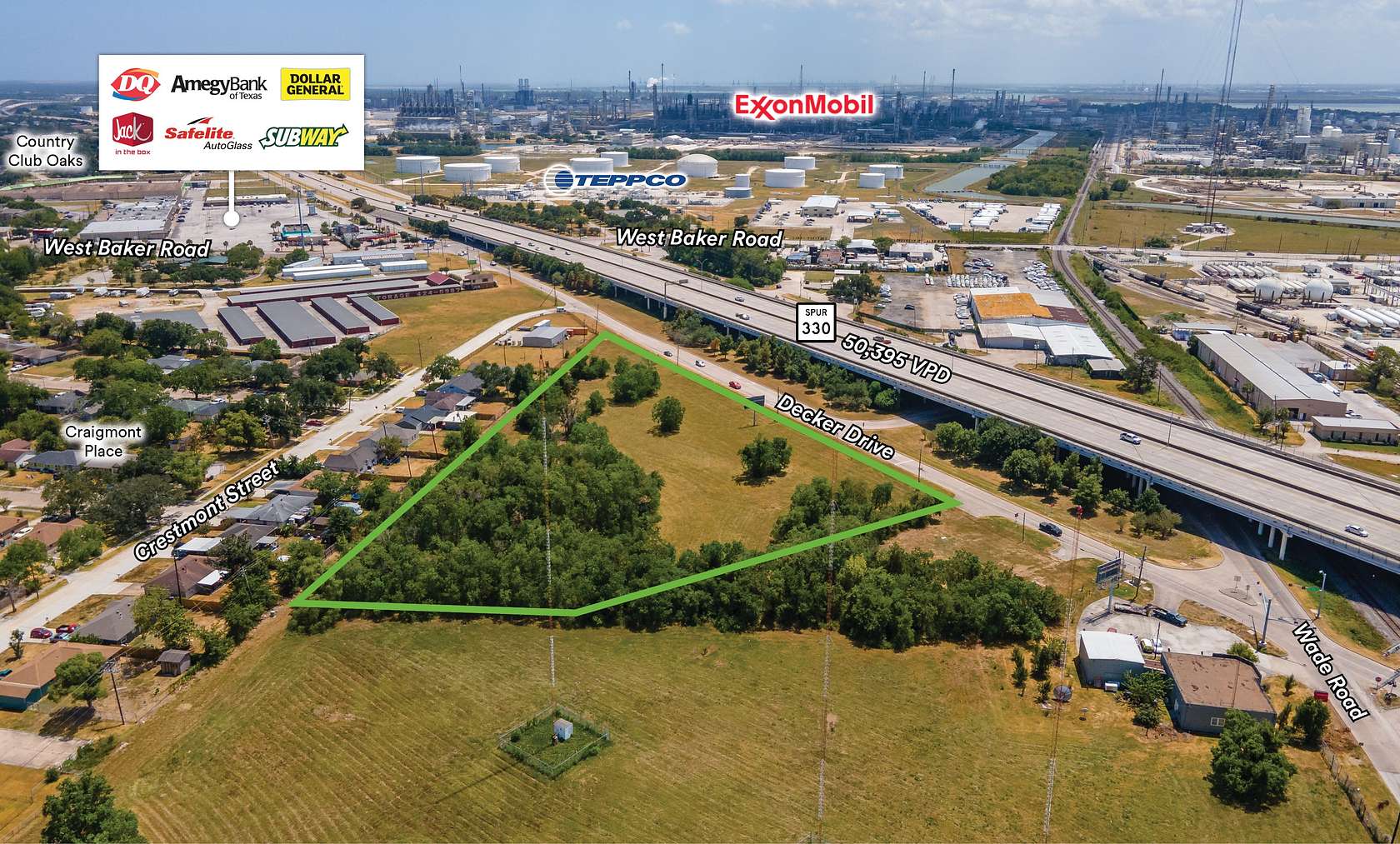 3.46 Acres of Commercial Land for Lease in Baytown, Texas