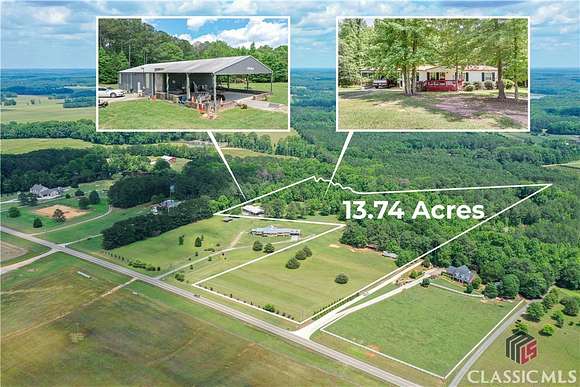 13.74 Acres of Land with Home for Sale in Bogart, Georgia
