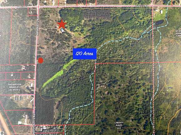 120 Acres of Recreational Land with Home for Sale in Manton, Michigan