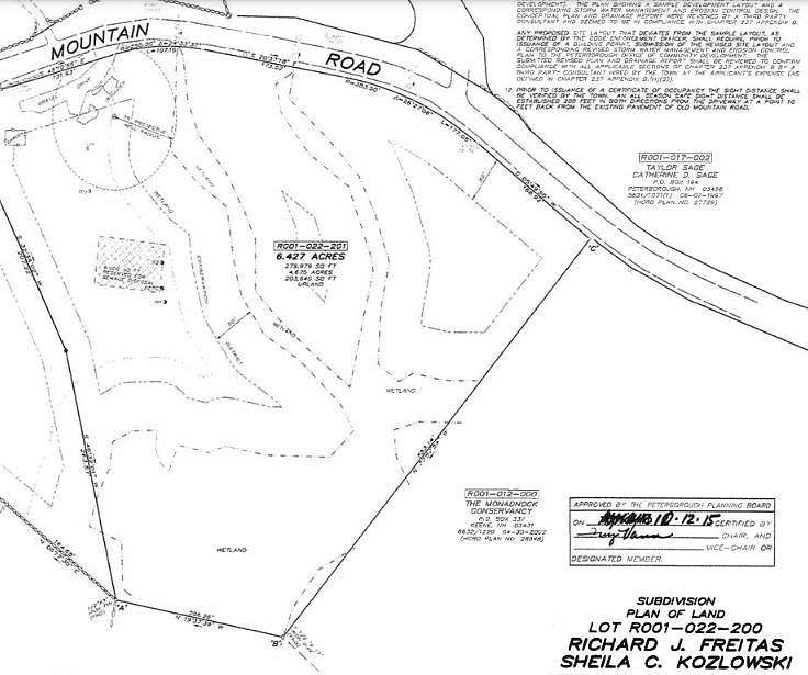 6.42 Acres of Residential Land for Sale in Peterborough, New Hampshire