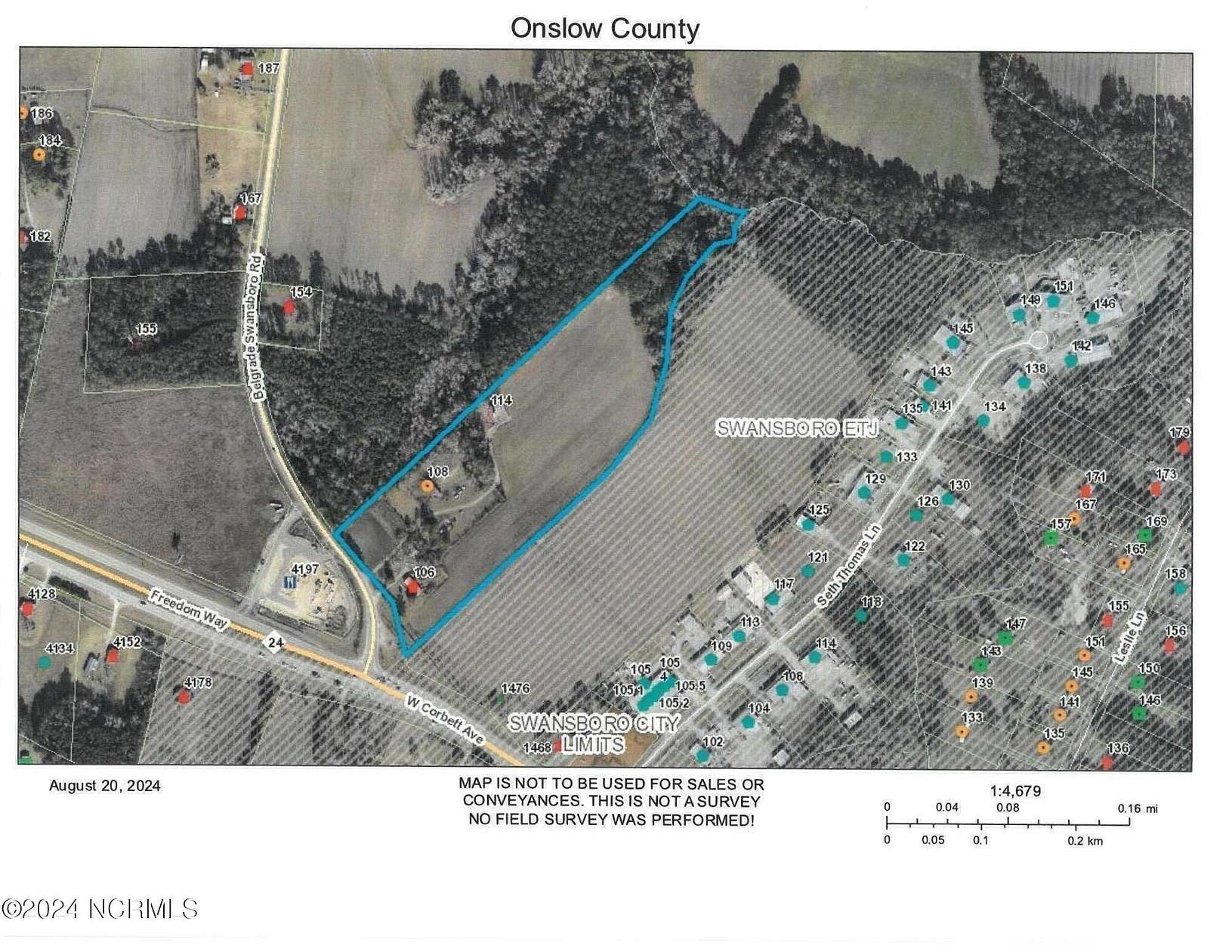 16.85 Acres of Land for Sale in Swansboro, North Carolina