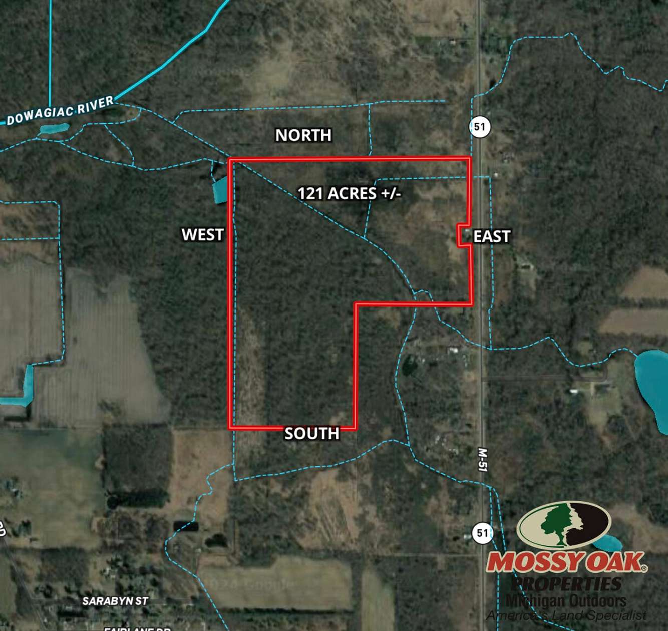 121 Acres of Recreational Land for Sale in Dowagiac, Michigan