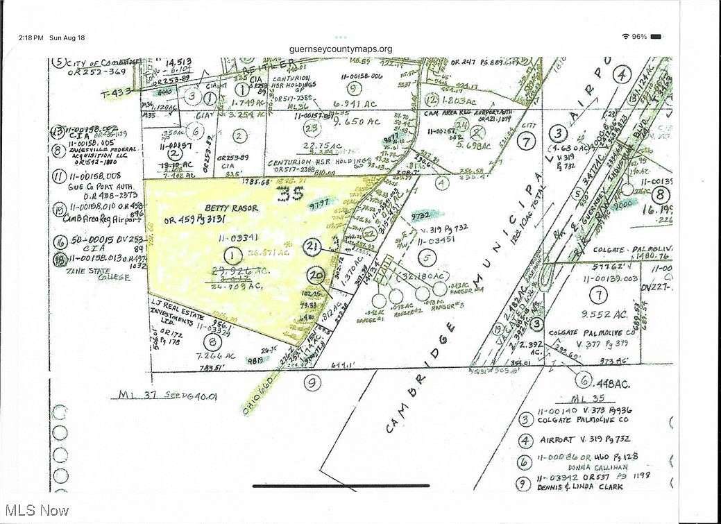 26.9 Acres of Commercial Land for Sale in Cambridge, Ohio