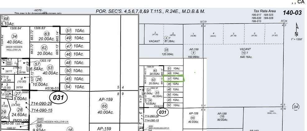 10 Acres of Residential Land for Sale in Tollhouse, California