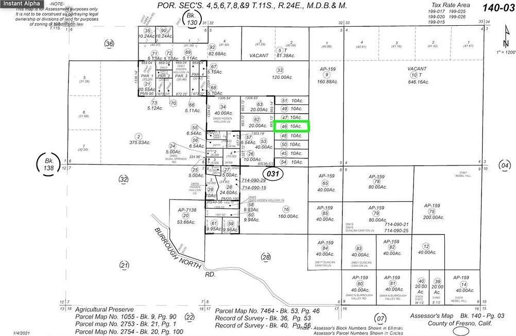 10 Acres of Residential Land for Sale in Tollhouse, California