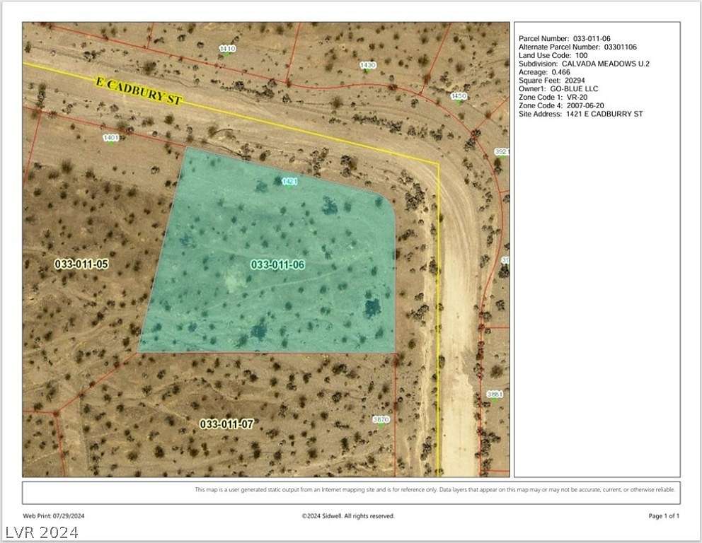 0.466 Acres of Land for Sale in Pahrump, Nevada