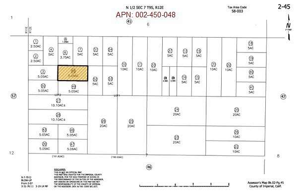 5.07 Acres of Residential Land for Sale in Niland, California