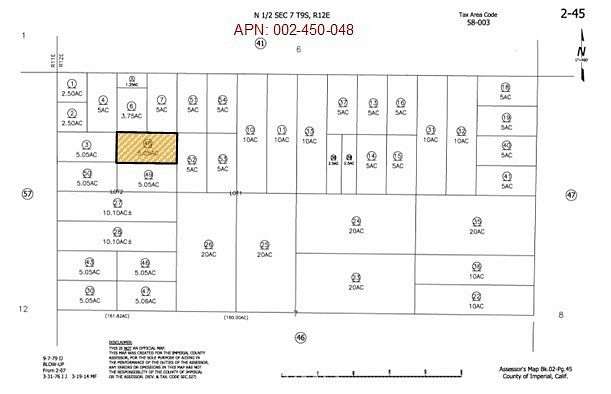 5.07 Acres of Residential Land for Sale in Niland, California