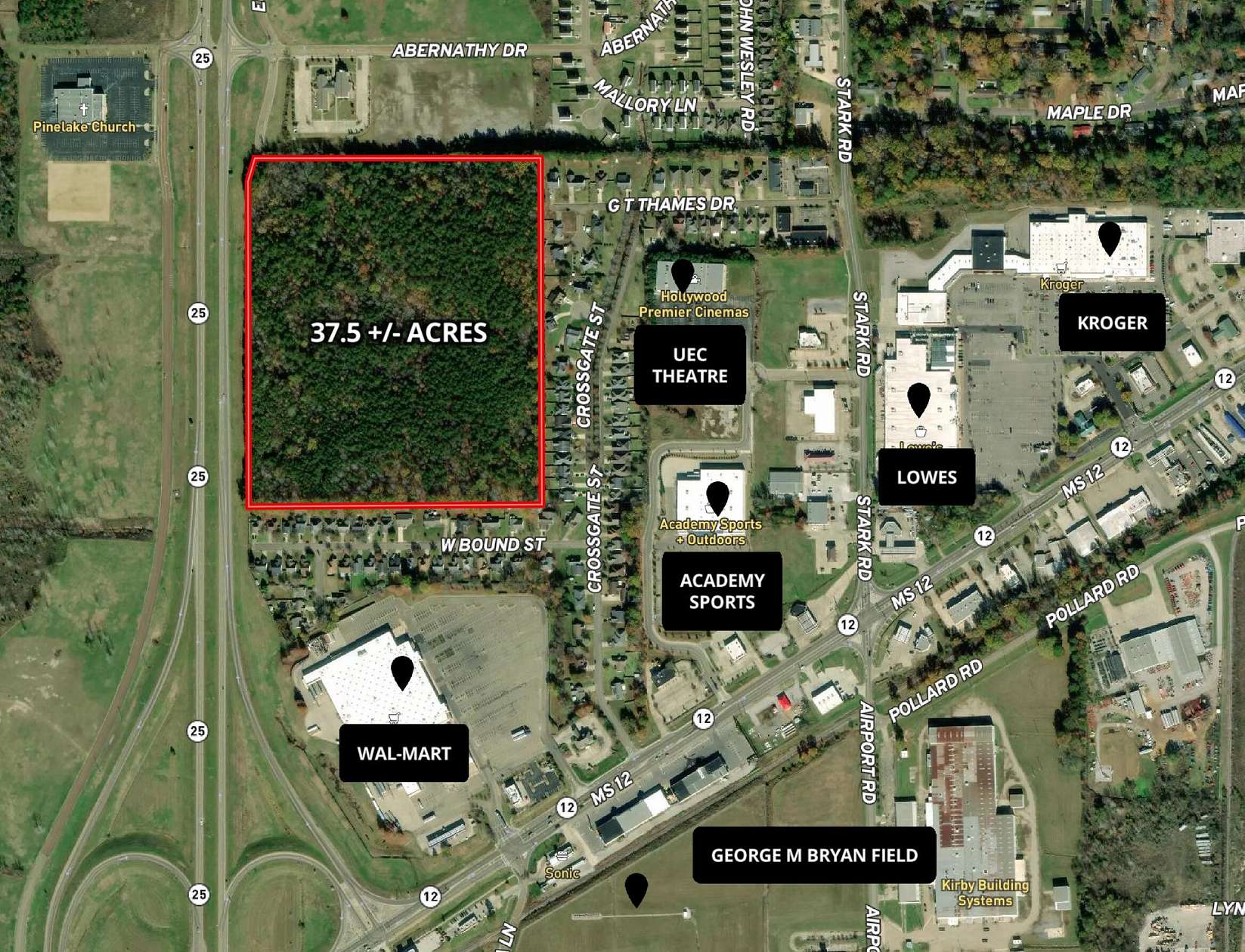 37.5 Acres of Mixed-Use Land for Sale in Starkville, Mississippi