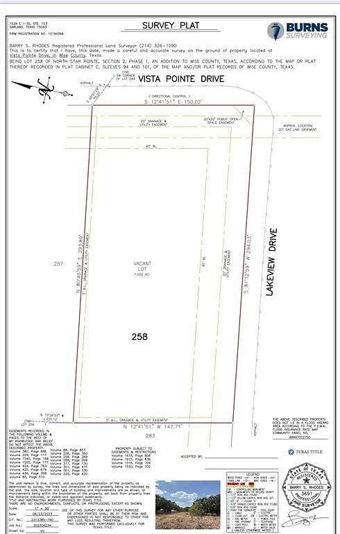 1.002 Acres of Residential Land for Sale in Chico, Texas