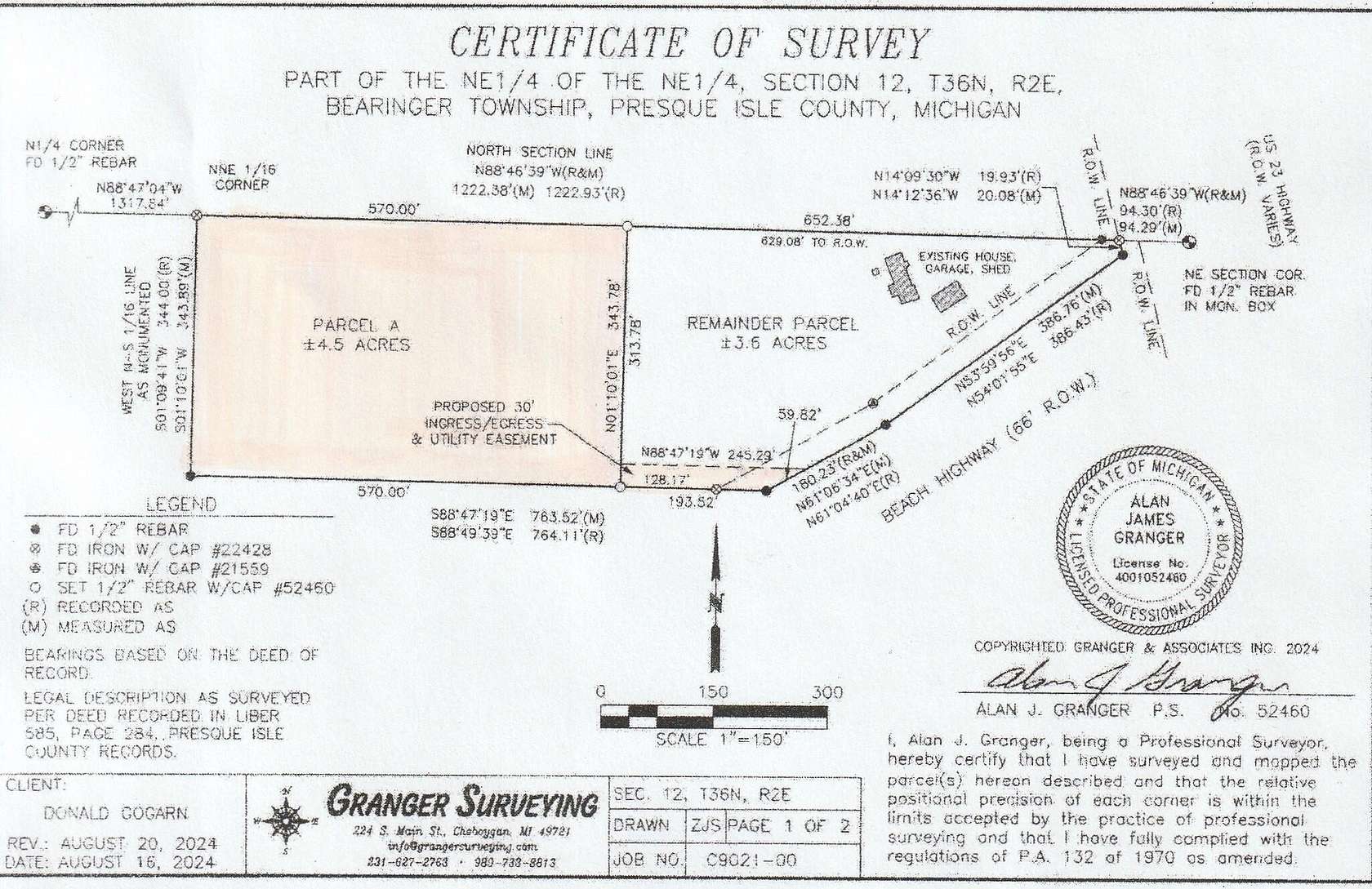 4.5 Acres of Residential Land for Sale in Ocqueoc, Michigan