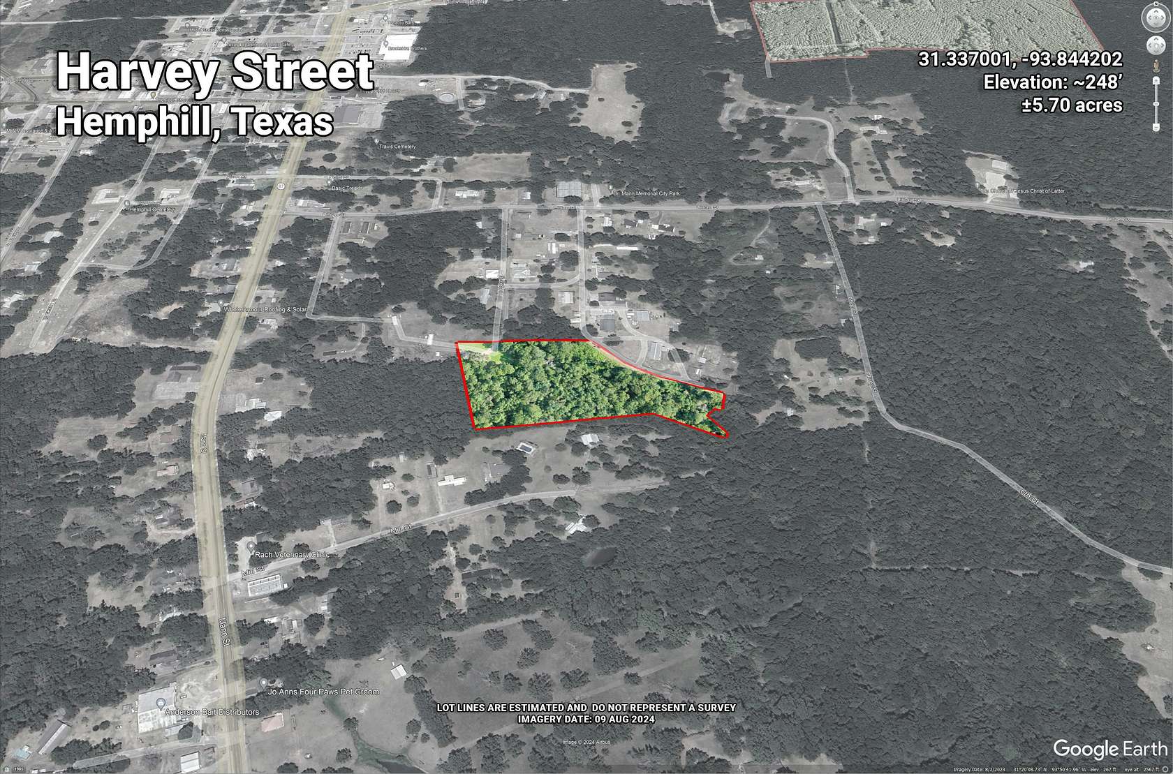 5.7 Acres of Residential Land for Sale in Hemphill, Texas