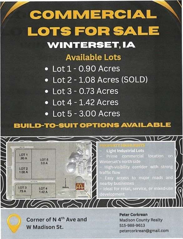 0.73 Acres of Commercial Land for Sale in Winterset, Iowa