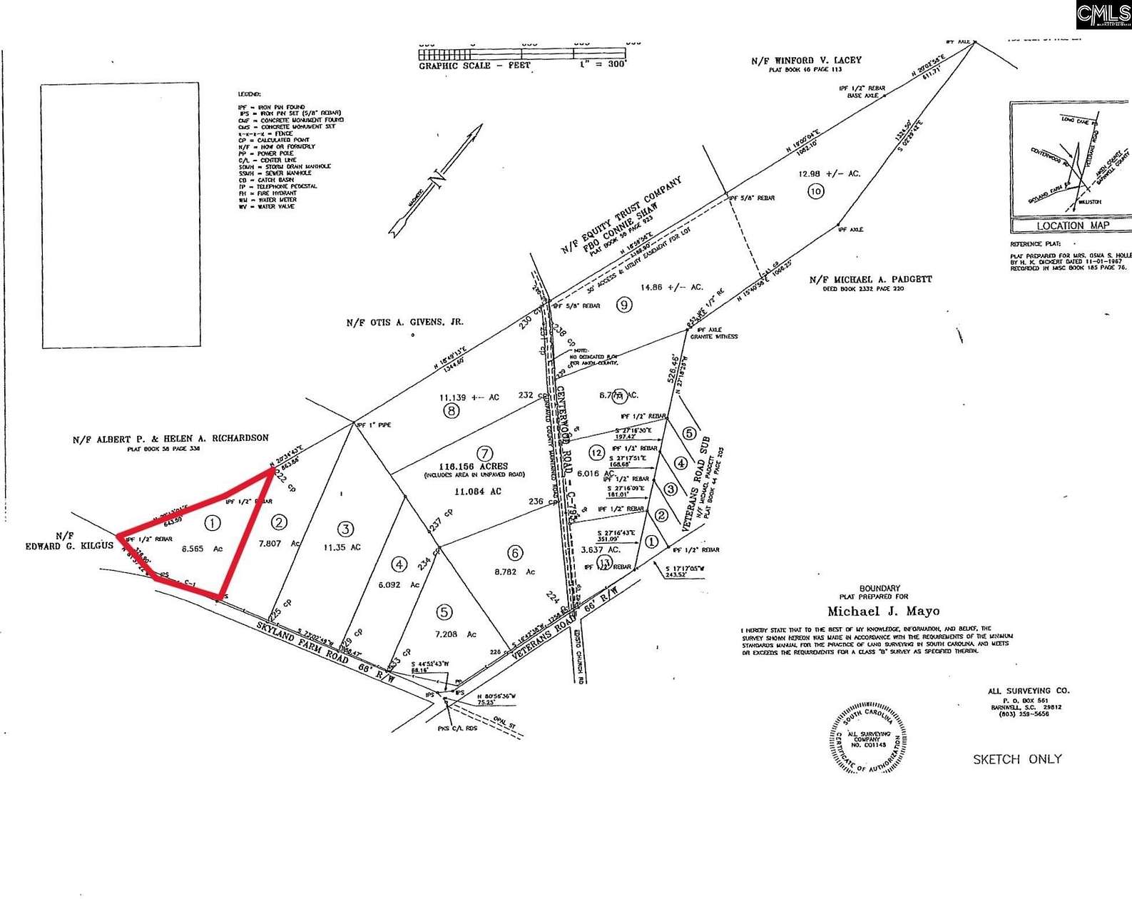 6.565 Acres of Land for Sale in Williston, South Carolina