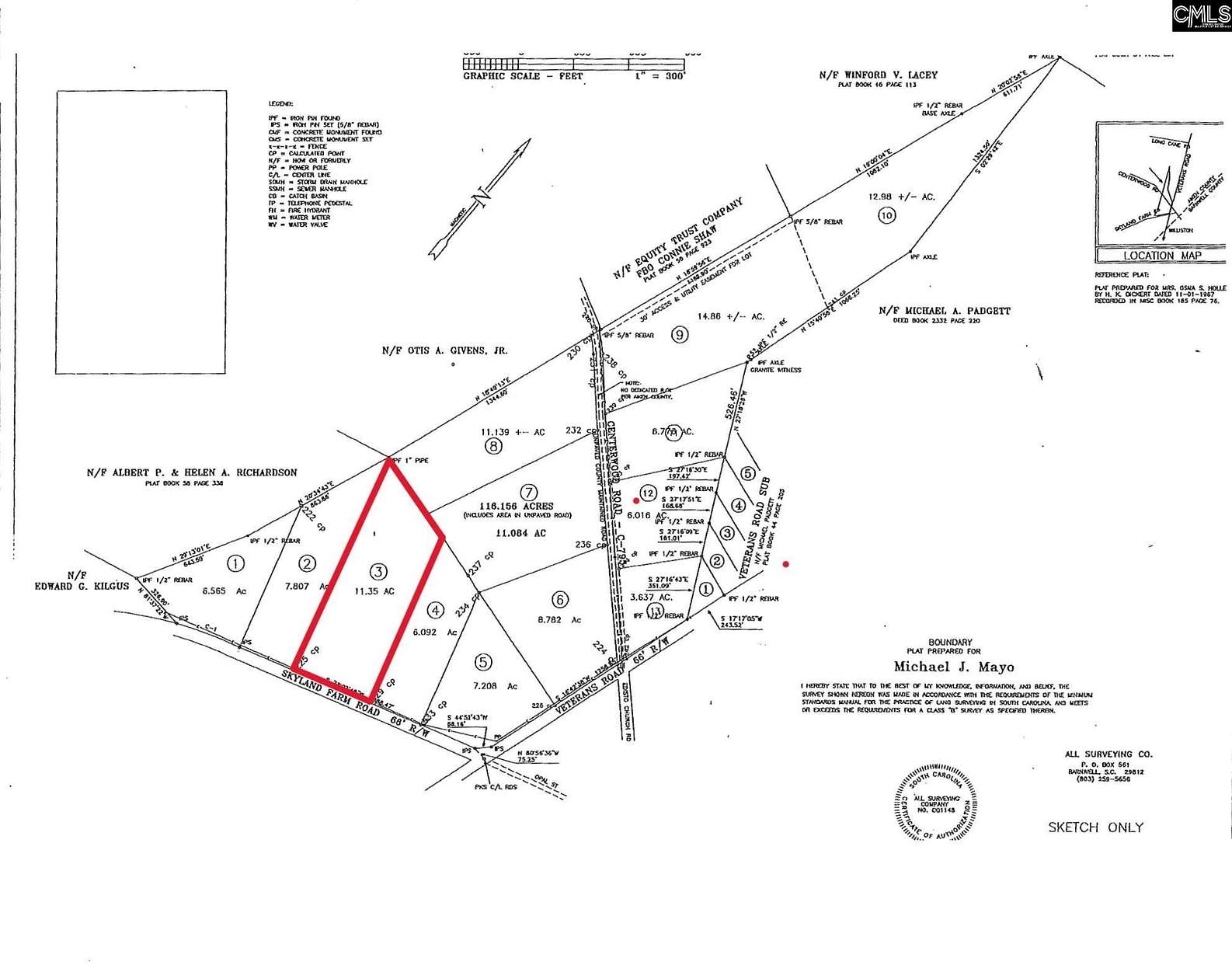 11.36 Acres of Land for Sale in Williston, South Carolina