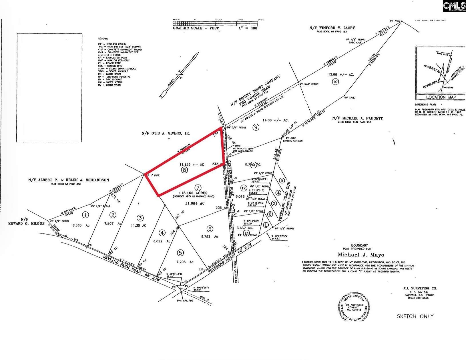 11.139 Acres of Land for Sale in Williston, South Carolina