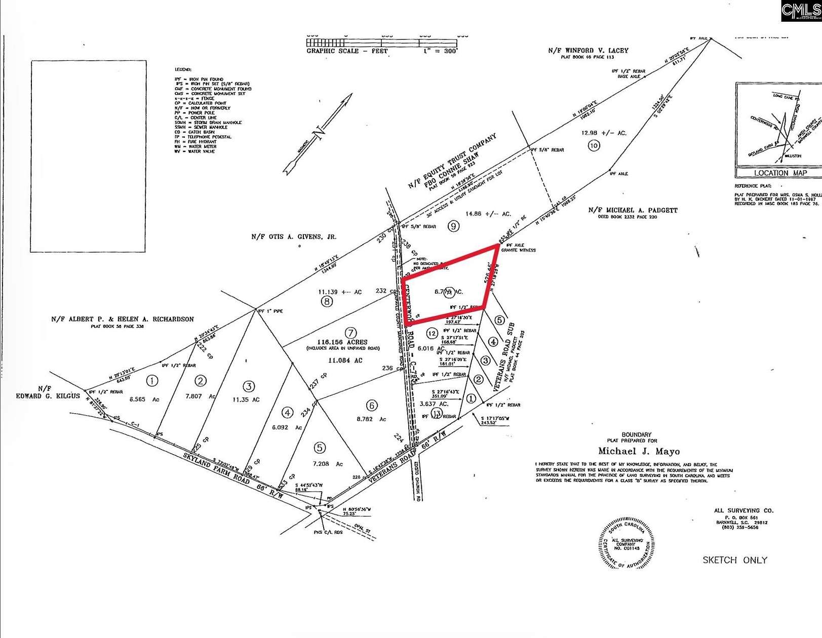 6.77 Acres of Land for Sale in Williston, South Carolina