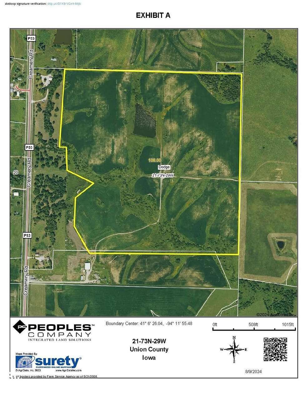 108 Acres of Agricultural Land for Sale in Afton, Iowa