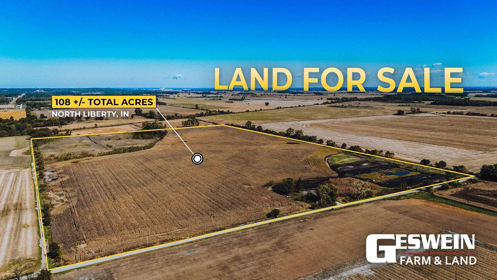 108 Acres of Agricultural Land for Sale in North Liberty, Indiana