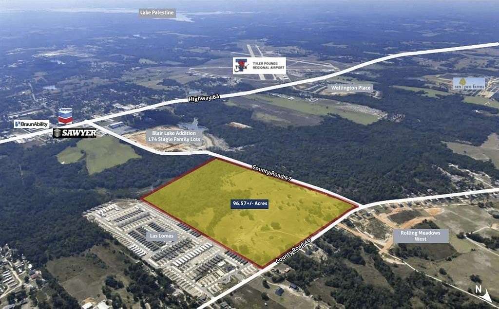 96.57 Acres of Land for Sale in Tyler, Texas