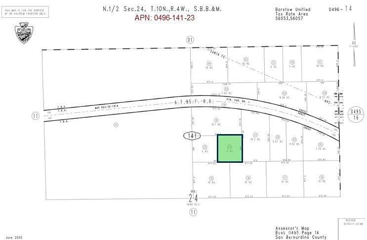 5 Acres of Residential Land for Sale in Hinkley, California