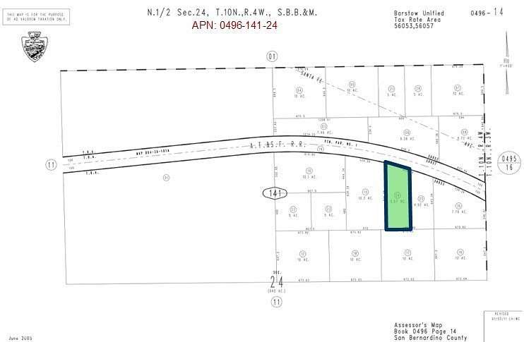 5.57 Acres of Residential Land for Sale in Hinkley, California