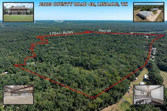 170 Acres of Agricultural Land with Home for Sale in Lindale, Texas