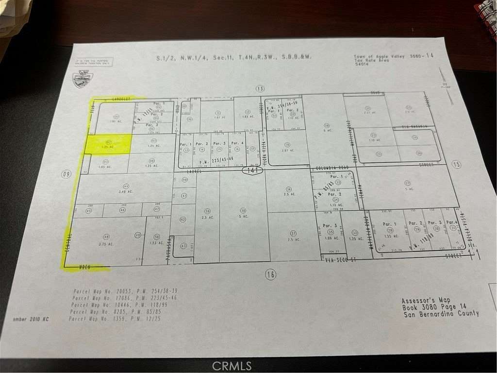 1.25 Acres of Residential Land for Sale in Apple Valley, California