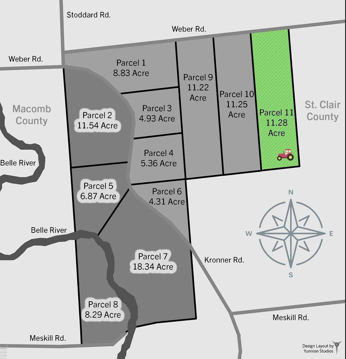 11.28 Acres of Land for Sale in Columbus, Michigan