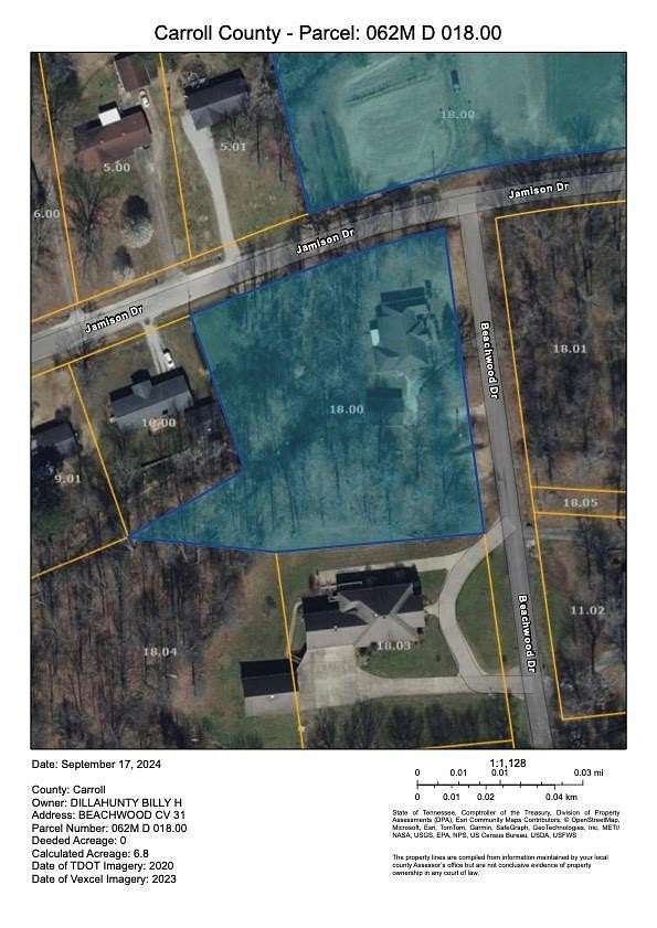 6.8 Acres of Residential Land with Home for Sale in Huntingdon, Tennessee