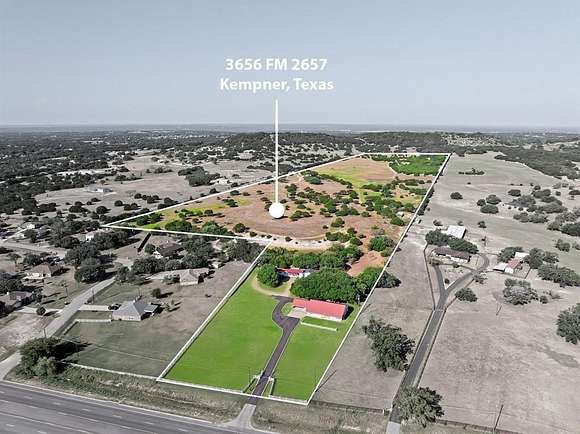 27.62 Acres of Agricultural Land with Home for Sale in Kempner, Texas