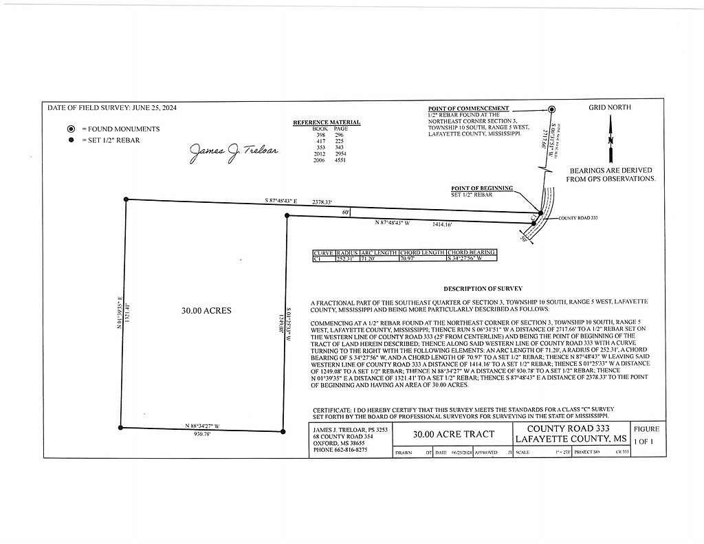 30 Acres of Recreational Land for Sale in Oxford, Mississippi