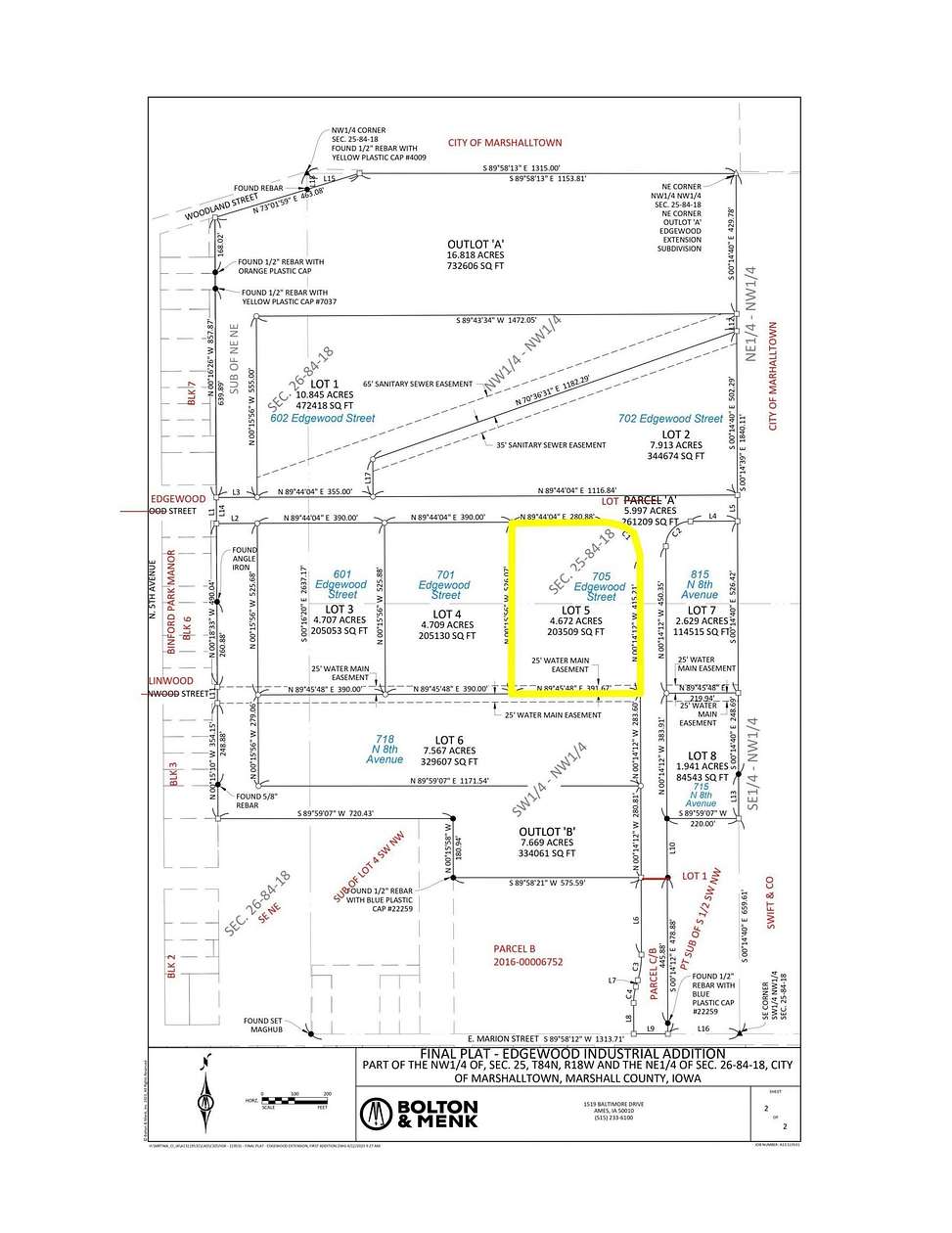 4.672 Acres of Commercial Land for Sale in Marshalltown, Iowa