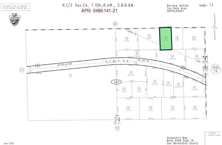 5 Acres of Residential Land for Sale in Hinkley, California