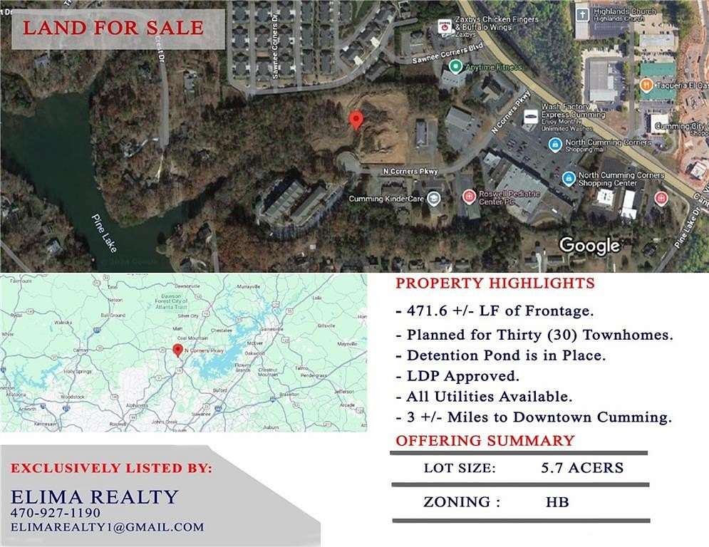 5.7 Acres of Commercial Land for Sale in Cumming, Georgia