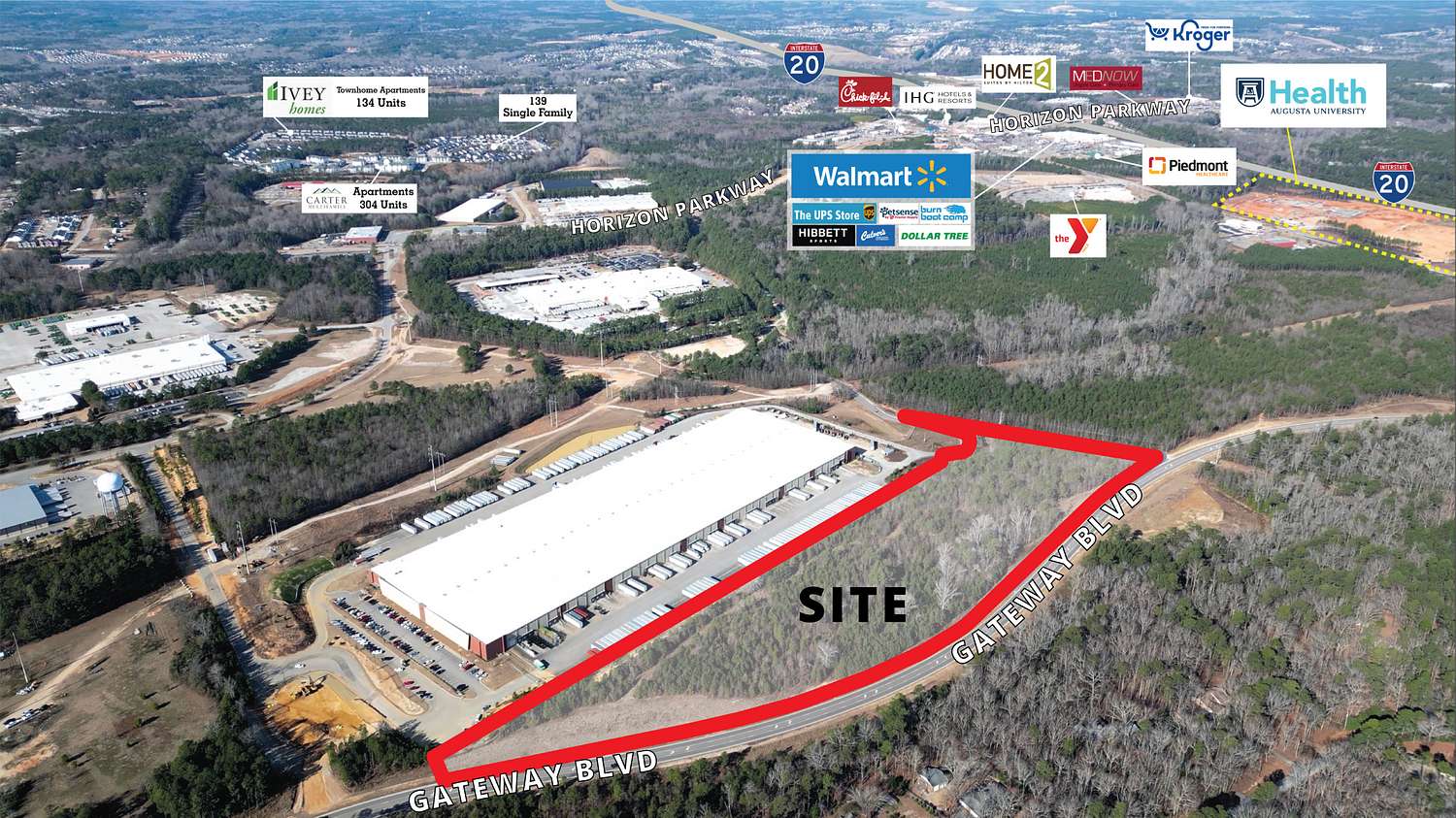 15.79 Acres of Commercial Land for Sale in Grovetown, Georgia