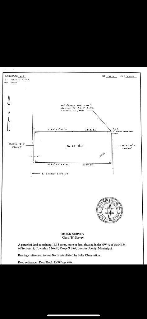 16.18 Acres of Land for Sale in Brookhaven, Mississippi