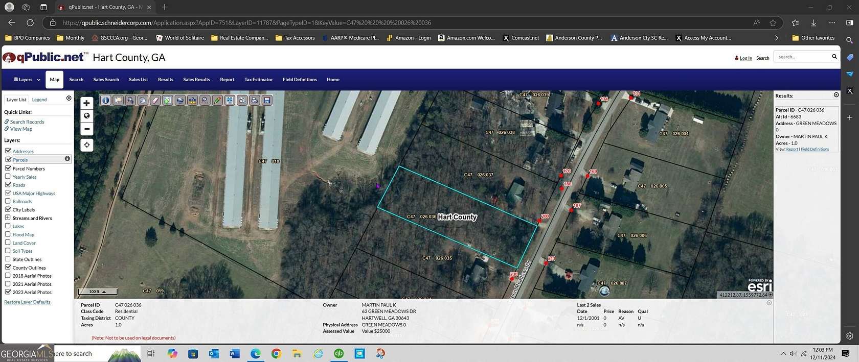 1 Acre of Residential Land for Sale in Hartwell, Georgia