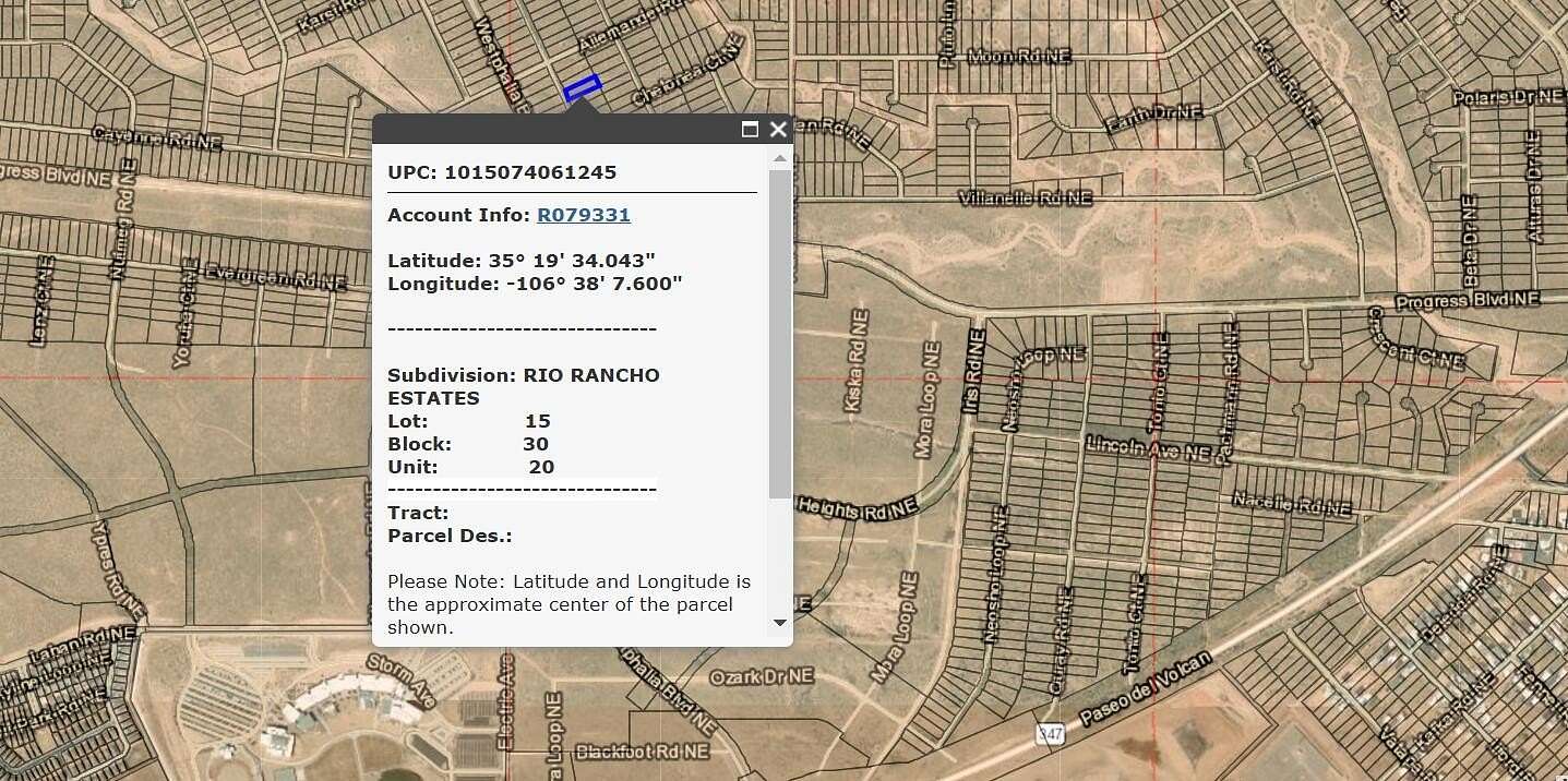 0.5 Acres of Residential Land for Sale in Rio Rancho, New Mexico