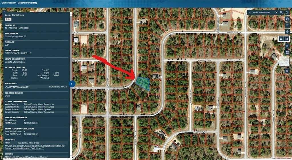 0.23 Acres of Residential Land for Sale in Citrus Springs, Florida