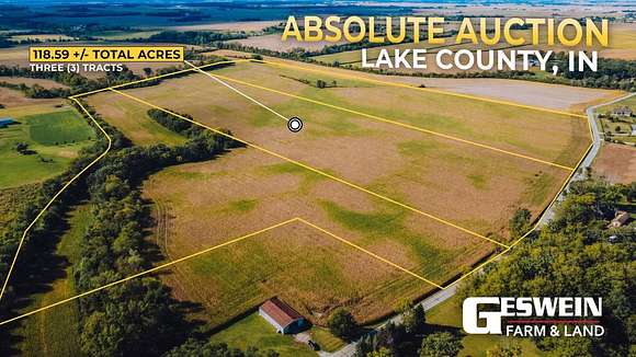 118.59 Acres of Agricultural Land for Auction in Lowell, Indiana