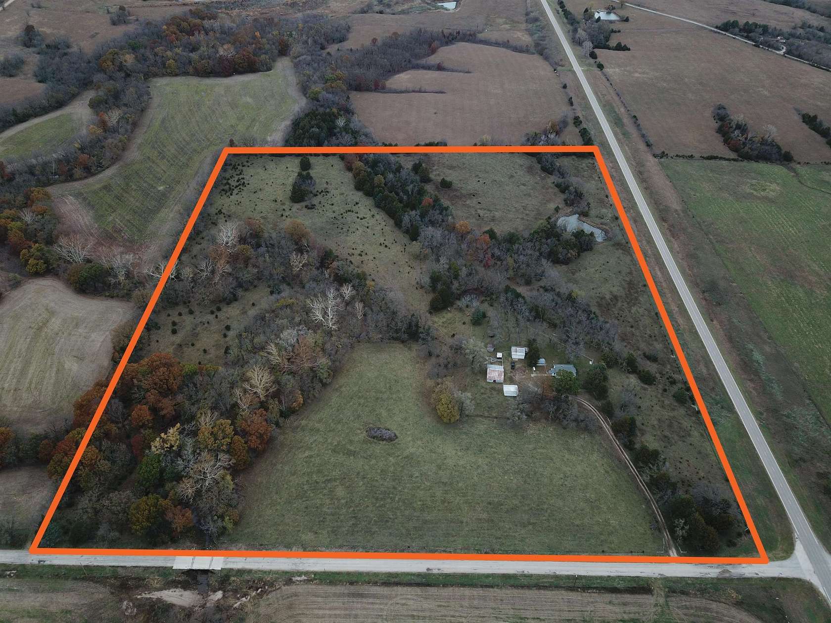 32.6 Acres of Land with Home for Auction in Madison, Kansas